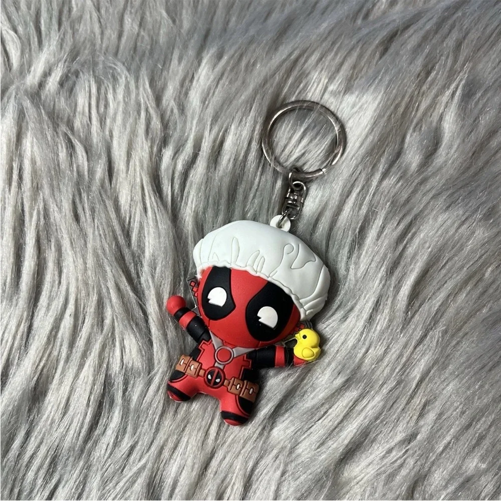 Marvel Deadpool Bath Time Shower Cap Rubber Duck 3D Keychain